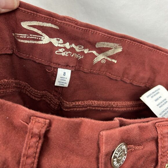 Seven 7 Tummyless High Rise Skinny Jeans Womens 8 (27 X 27.5) Fired Brick Red - Picture 9 of 13